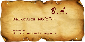 Balkovics Atád névjegykártya